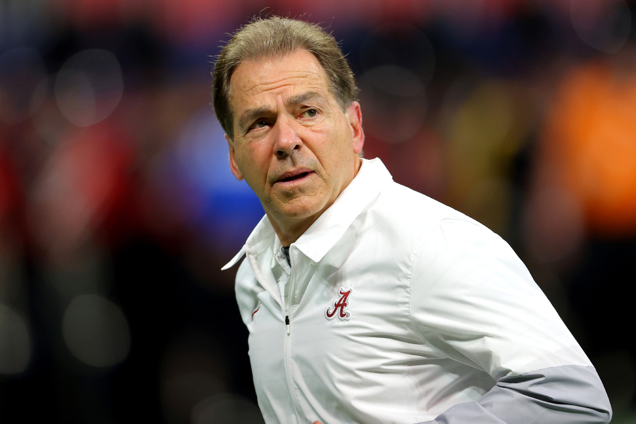 Alabama Crimson Tide head coach Nick Saban before the 2021 SEC Championship Game.