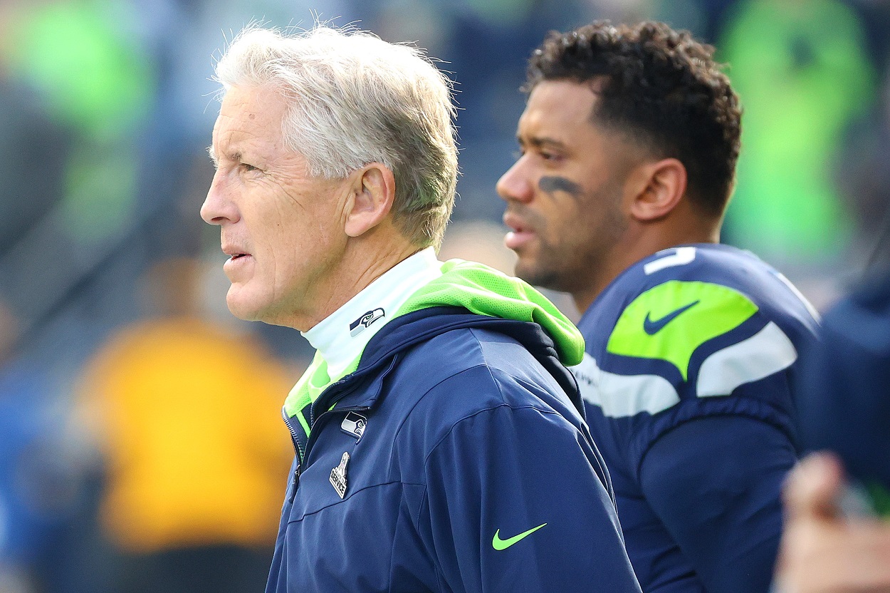 Pete Carroll and Russell Wilson Seattle Seahawks 