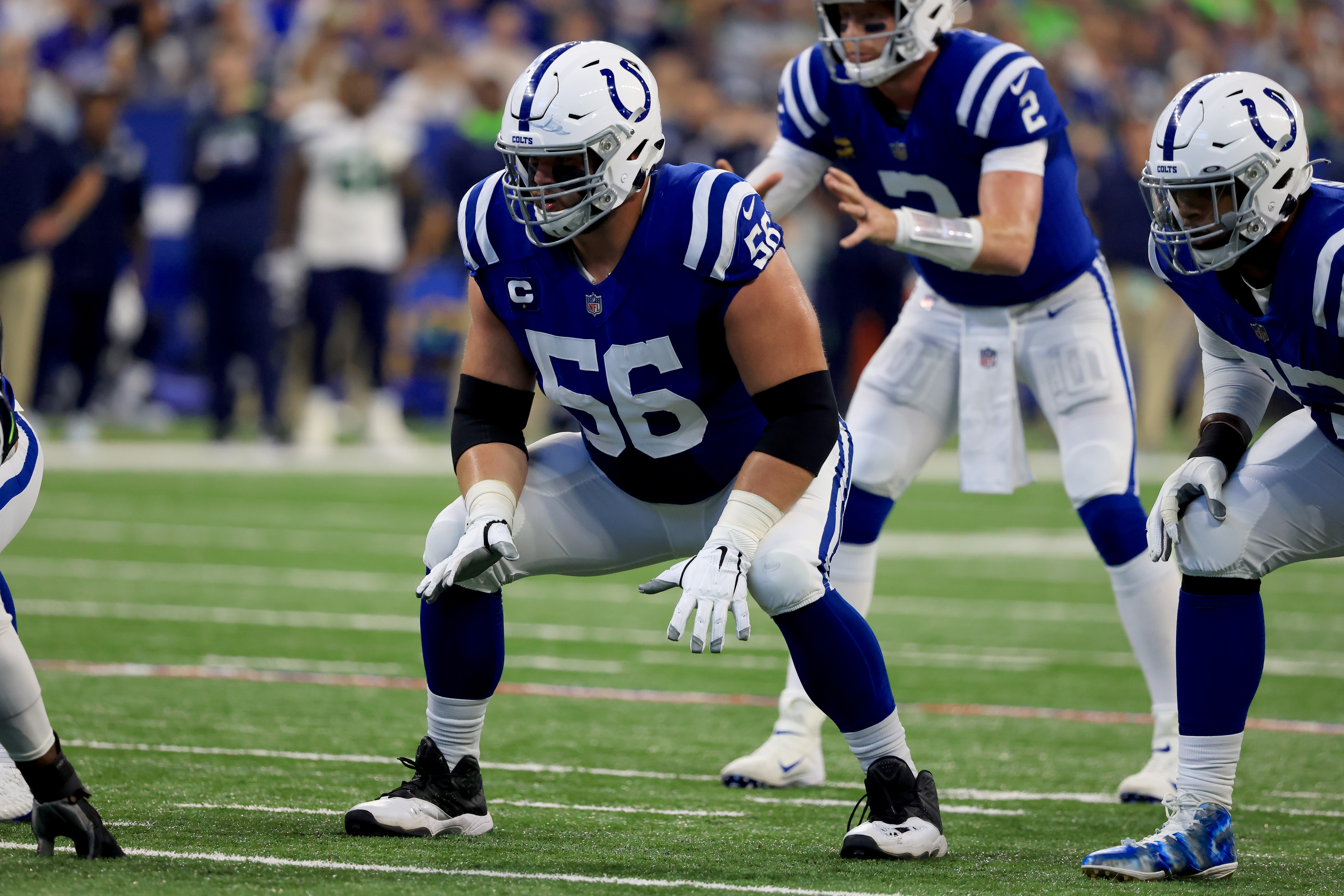 Colts guard Quenton Nelson blocks for Jonathan Taylor and the Colts offense