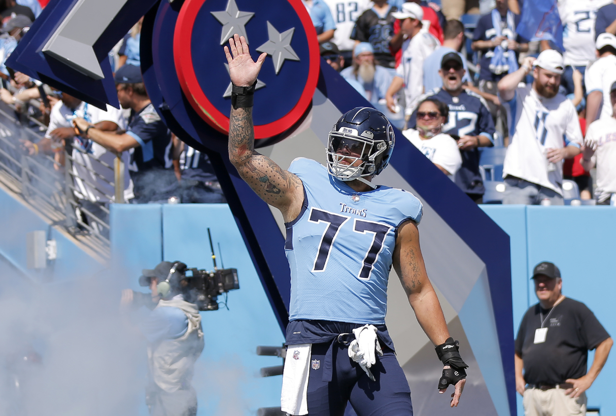 Tennessee Titans offensive lineman Taylor Lewan in 2021.
