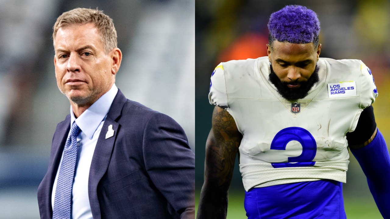Troy Aikman walks the field before a Cowboys game | Rams WR Odell Beckham Jr. walks off the field after a loss