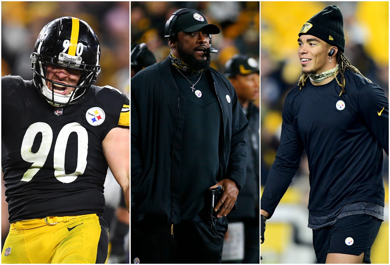Steelers trio of TJ Watt, Mike Tomlin, and Chase Claypool.