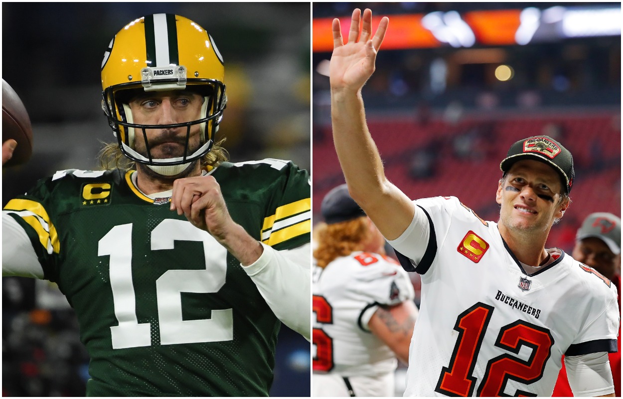 Packers QB Aaron Rodgers and Buccaneers QB Tom Brady.