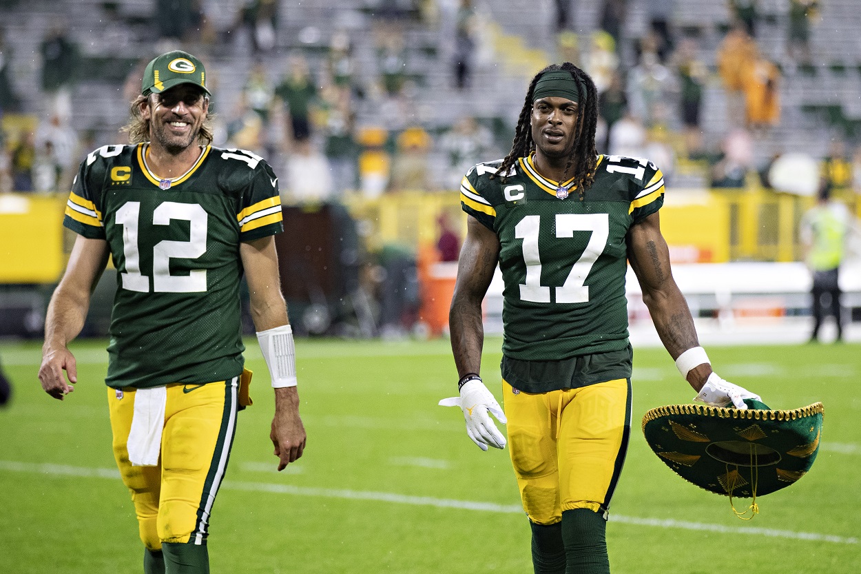 Aaron Rodgers and Davante Adams of the Green Bay Packers 