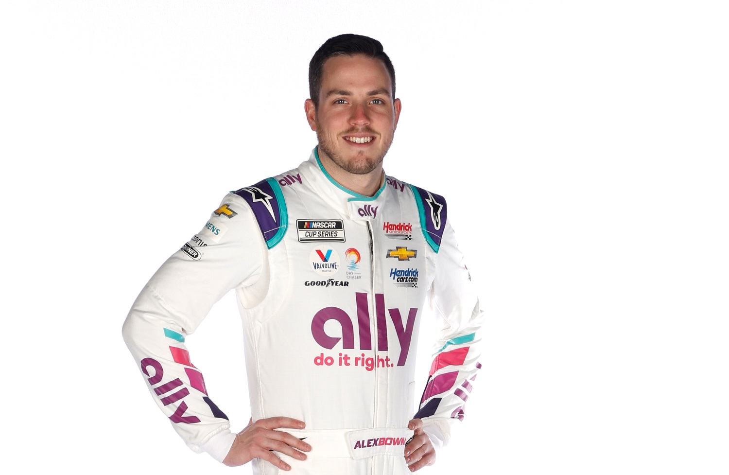 NASCAR driver Alex Bowman poses for a photo during NASCAR Production Days on Jan. 18, 2022, in Concord, North Carolina.