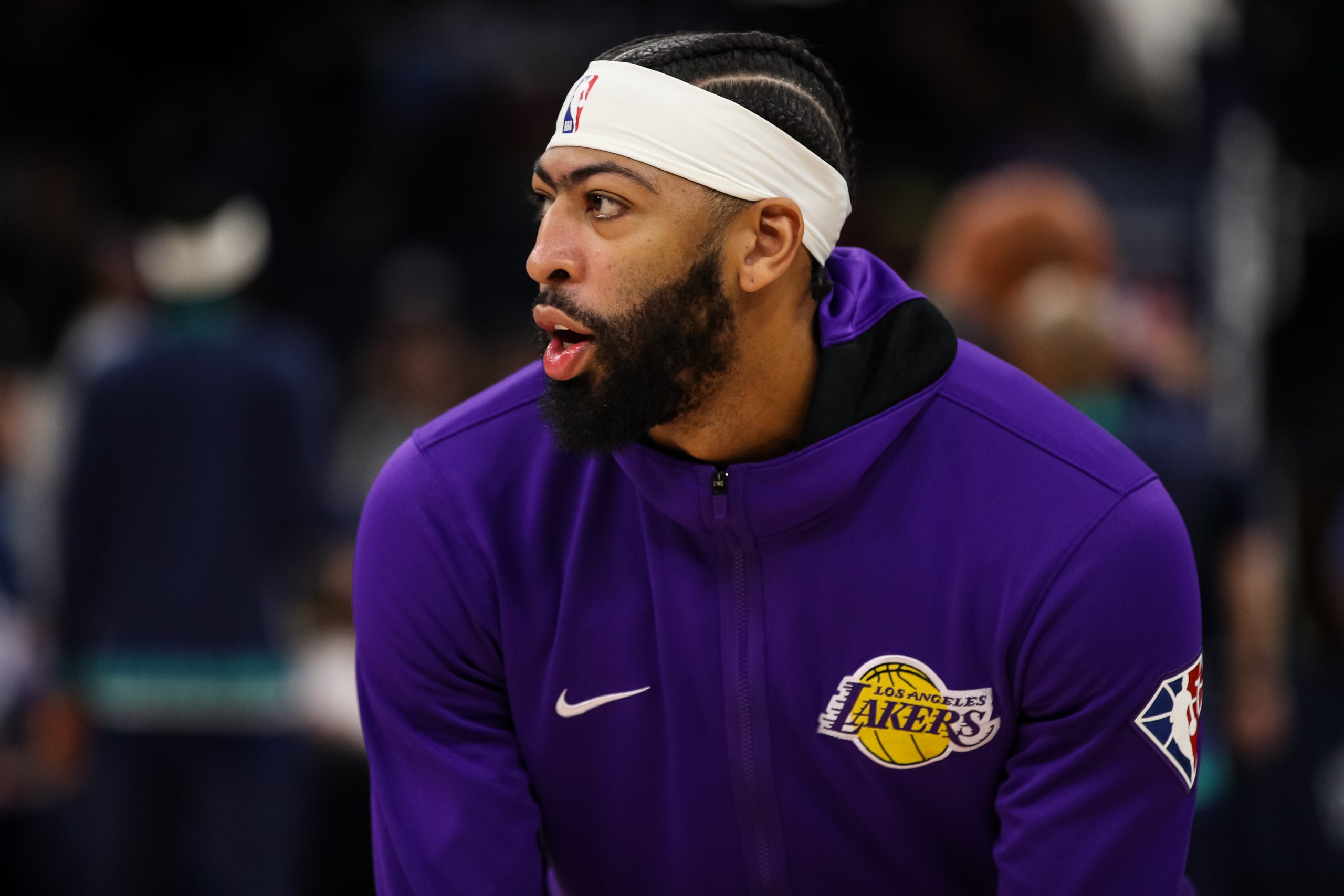Los Angeles Lakers star power forward Anthony Davis warms up before a game against the Minnesota Timberwolves on Dec. 17.