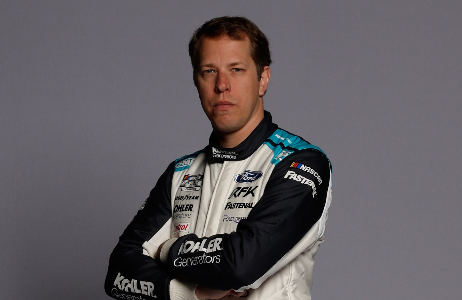 Brad Keselowski poses for a photo during NASCAR Production Days at Clutch Studios on Jan. 18, 2022, in Concord, North Carolina.