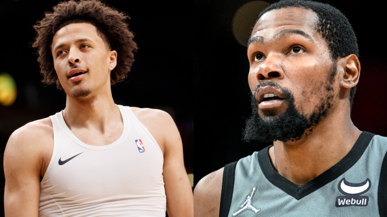 Rookie Cade Cunningham and NBA superstar Kevin Durant, who formed a connection when Cunningham was in high school.