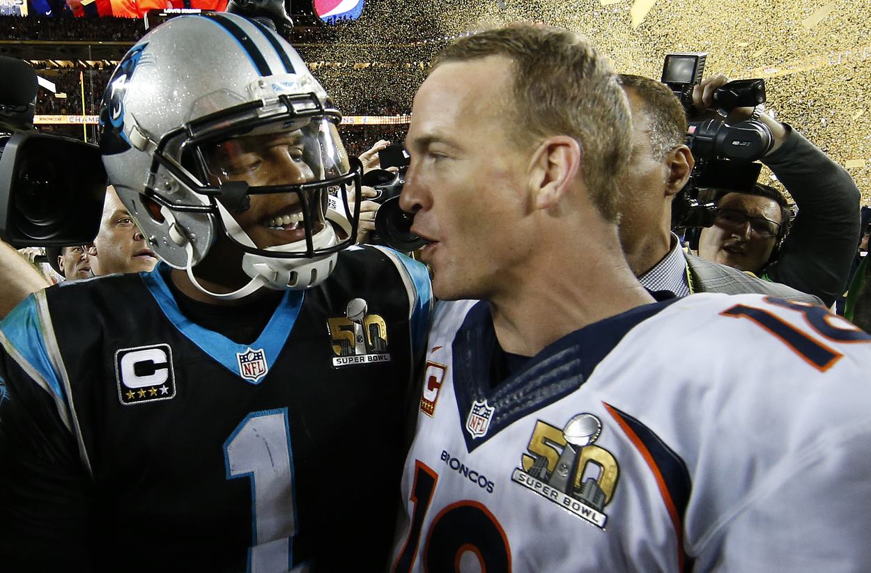 Cam Newton (L) and Peyton Manning clashed in Super Bowl 50.
