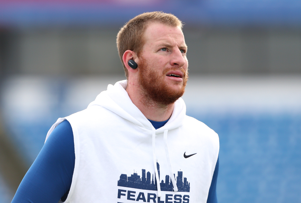 Indianapolis Colts quarterback Carson Wentz, who Jeff Saturday recently called for the team to move on from.