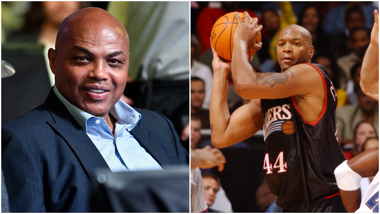 L-R: Charles Barkley attends a UFC event and former NBA All-Star Derrick Coleman during a game in 2001