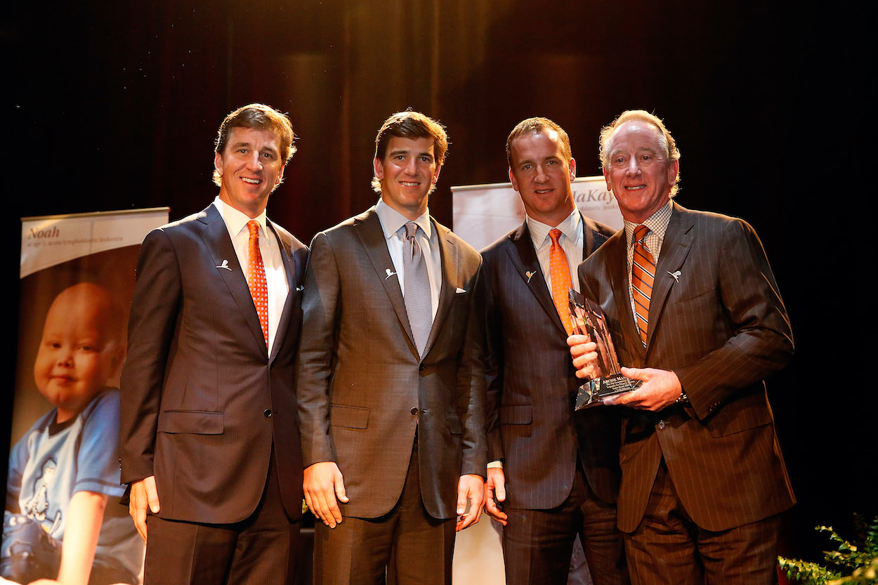 The Manning family: (L-R) Cooper Manning, Eli Manning, Peyton Manning, and Archie Manning attend the 2013 Legends For Charity Dinner Honoring Archie Manning at the Hyatt Regency New Orleans on January 31, 2013 in New Orleans, Louisiana.