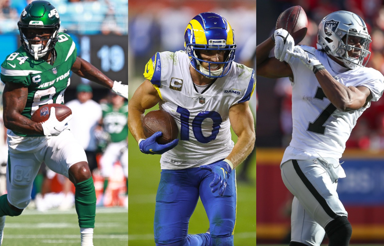 NFL receivers Corey Davis, Cooper Kupp, and Zay Jones in 2021.