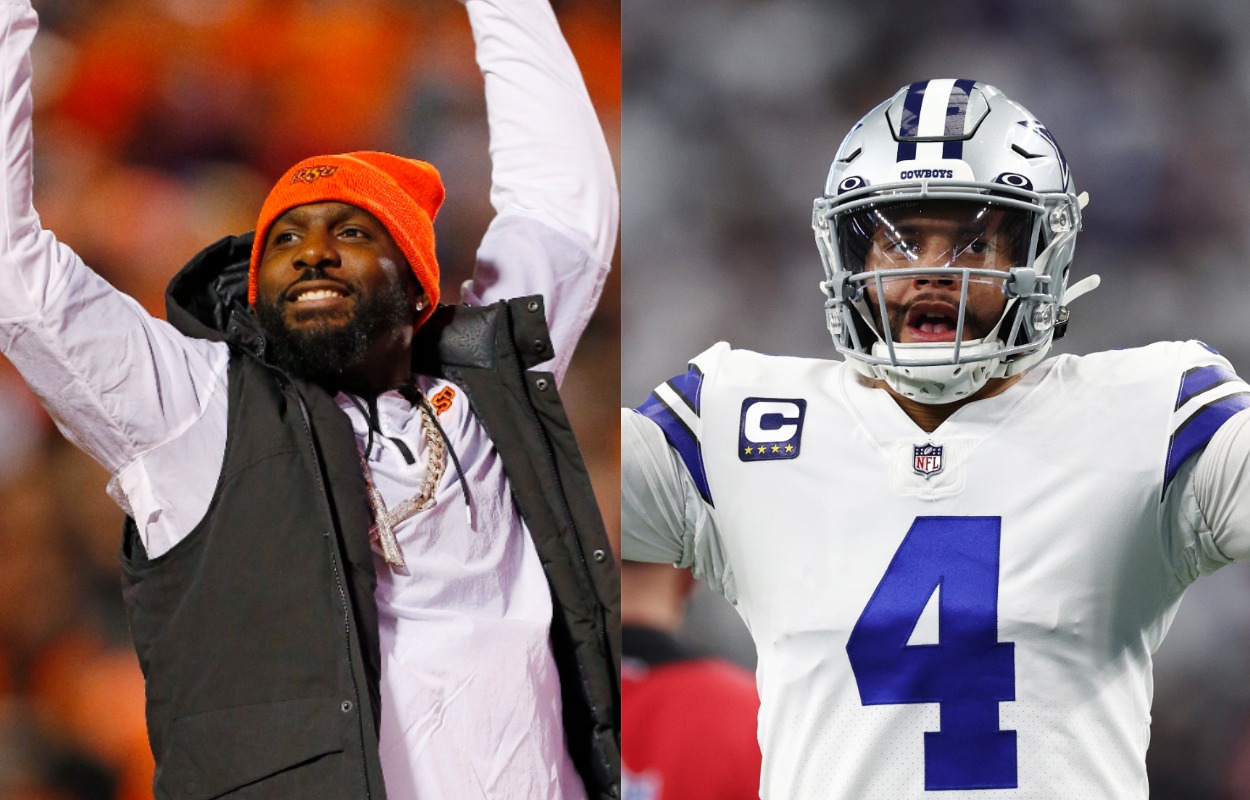 Former Dallas Cowboys teammates Dez Bryant (L) and Dak Prescott.