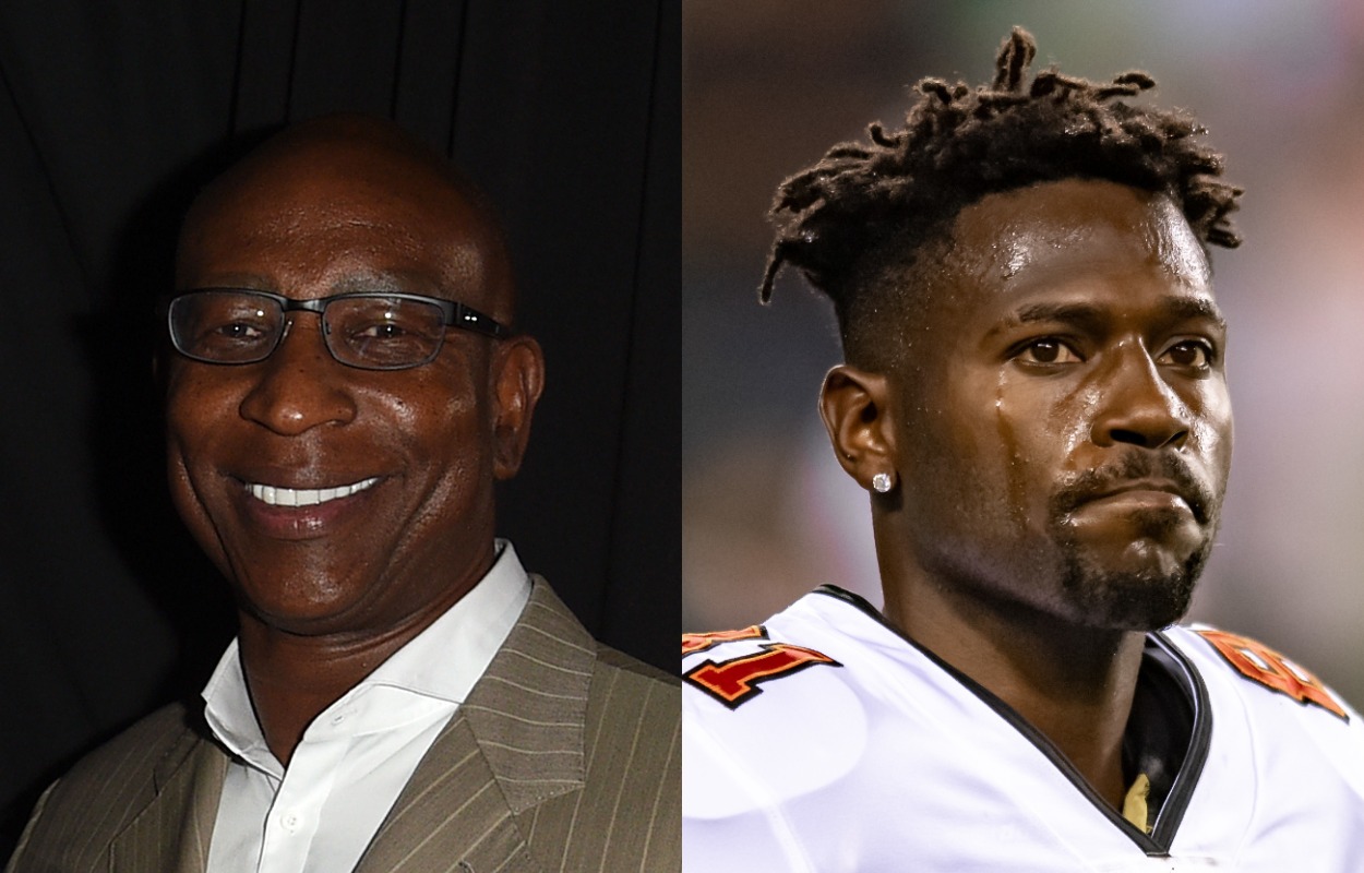 NFL legend Eric Dickerson (L) and former Tampa Bay Buccaneers receiver Antonio Brown.