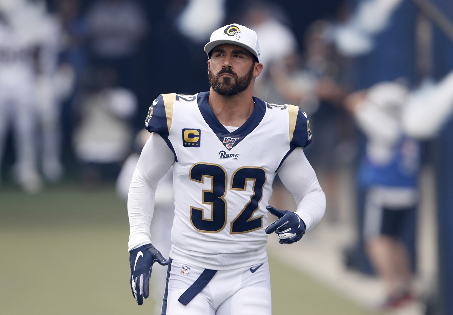 Eric Weddle of the Los Angeles Rams enters the stadium prior to a game against the New Orleans Saints at Los Angeles Memorial Coliseum on Sept. 15, 2019. | Sean M. Haffey/Getty Images