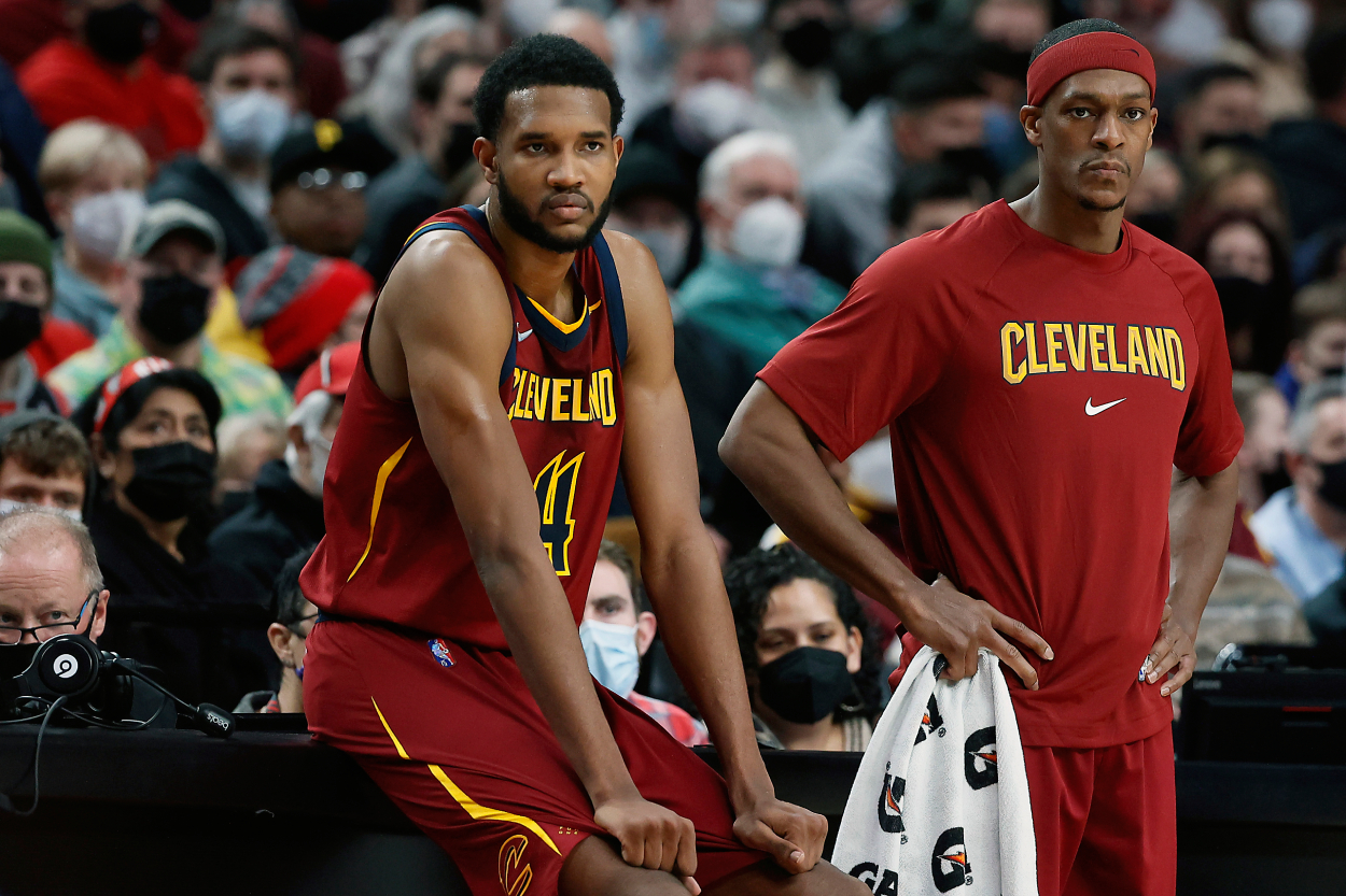 Cavs big man Evan Mobley and guard Rajon Rondo.