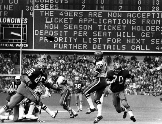 Roger Staubach leads a fourth-quarter comeback against the 49ers in 1972