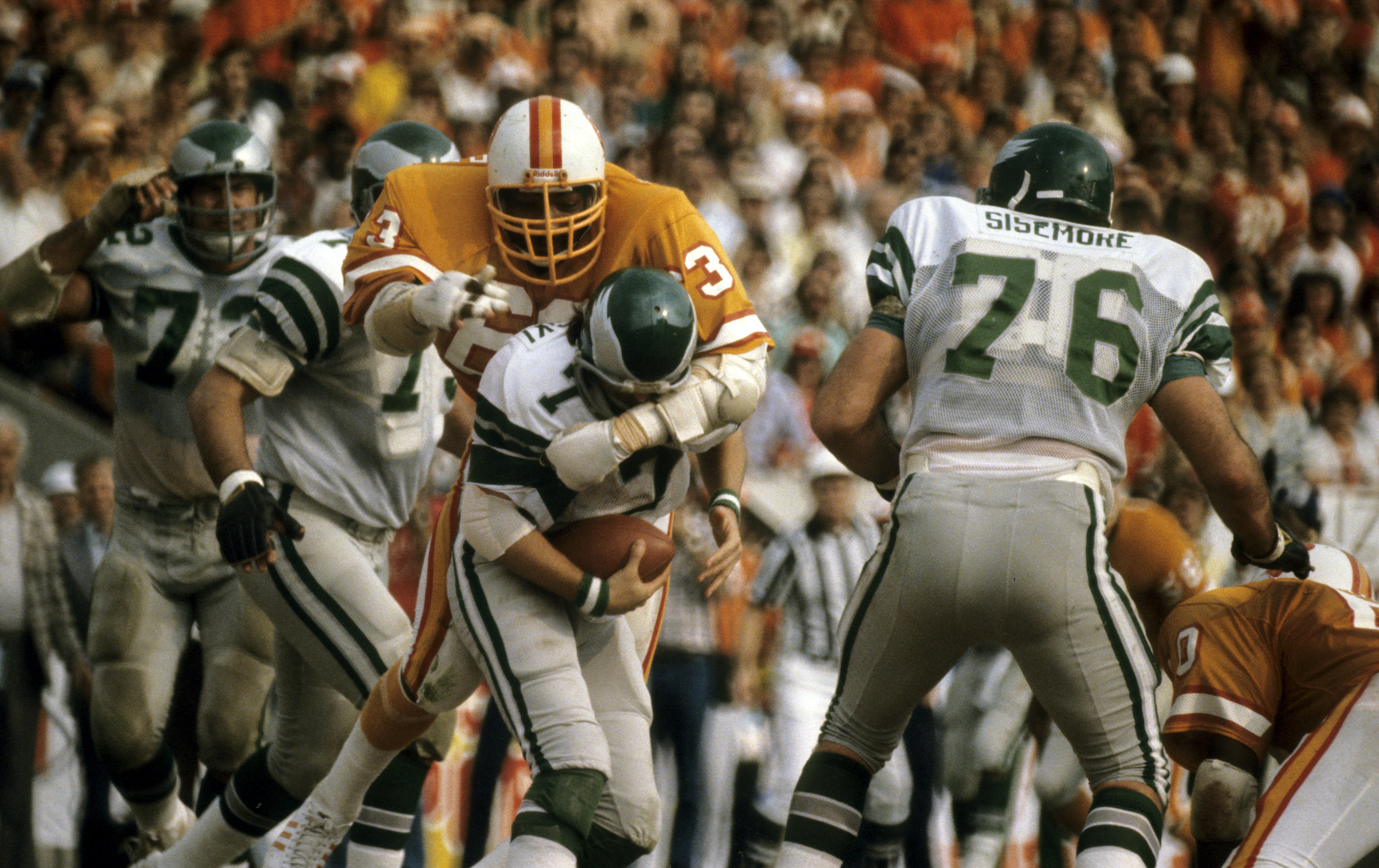 The Tampa Bay Buccaneers won their first-ever playoff game against the Eagles in 1979