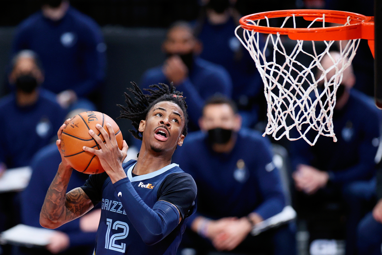 Memphis Grizzlies star Ja Morant during a game against the Trail Blazers in 2021.