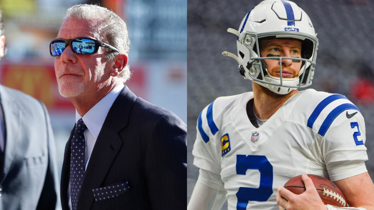 Indianapolis Colts owner Jim Irsay and quarterback Carson Wentz.