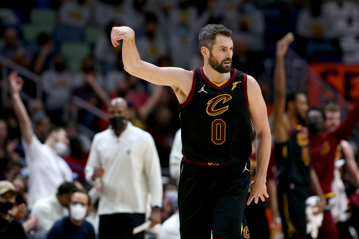 Cleveland Cavaliers forward Kevin Love during a game against the Pelicans in 2021.
