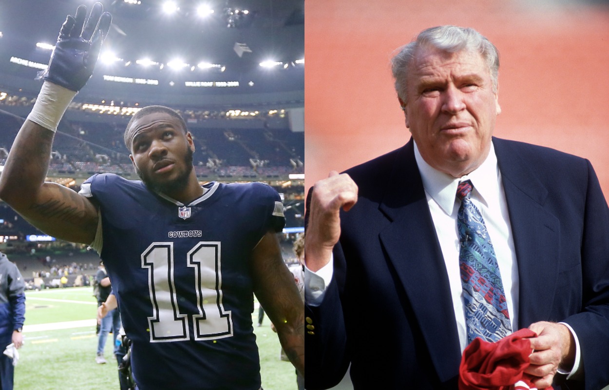 Dallas Cowboys linebacker Micah Parsons (L) and retired NFL coach John Madden.