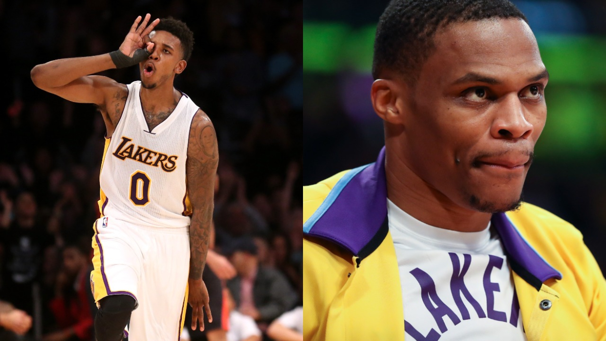 Former NBA player Nick "Swaggy P" Young and Lakers star Russell Westbrook.