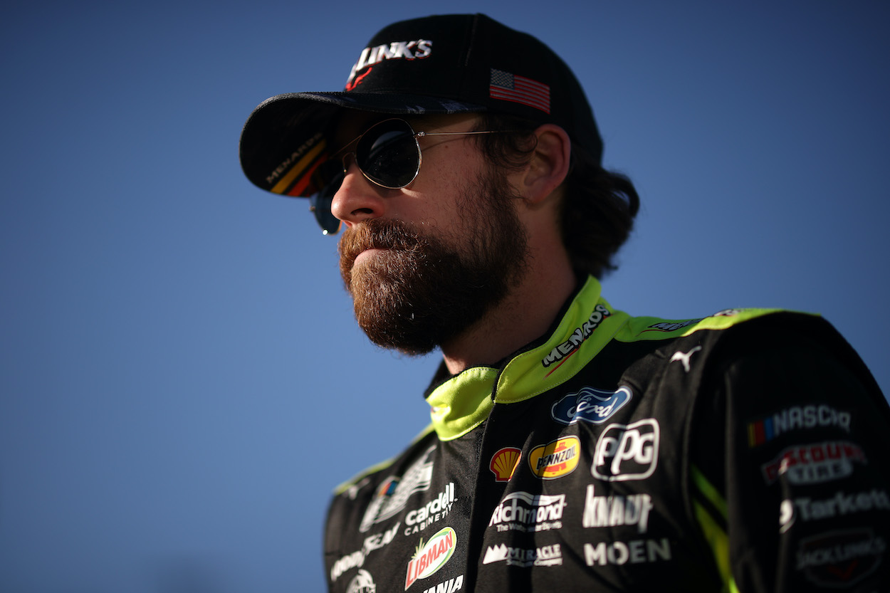 Ryan Blaney walks grid before qualifying