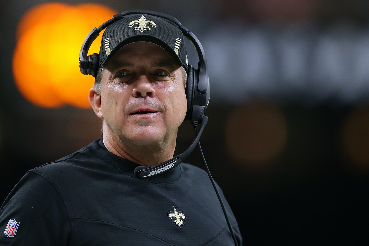 Head coach Sean Payton of the  New Orleans Saints reacts against the Dallas Cowboys during a game at the the Caesars Superdome on December 02, 2021 in New Orleans, Louisiana.