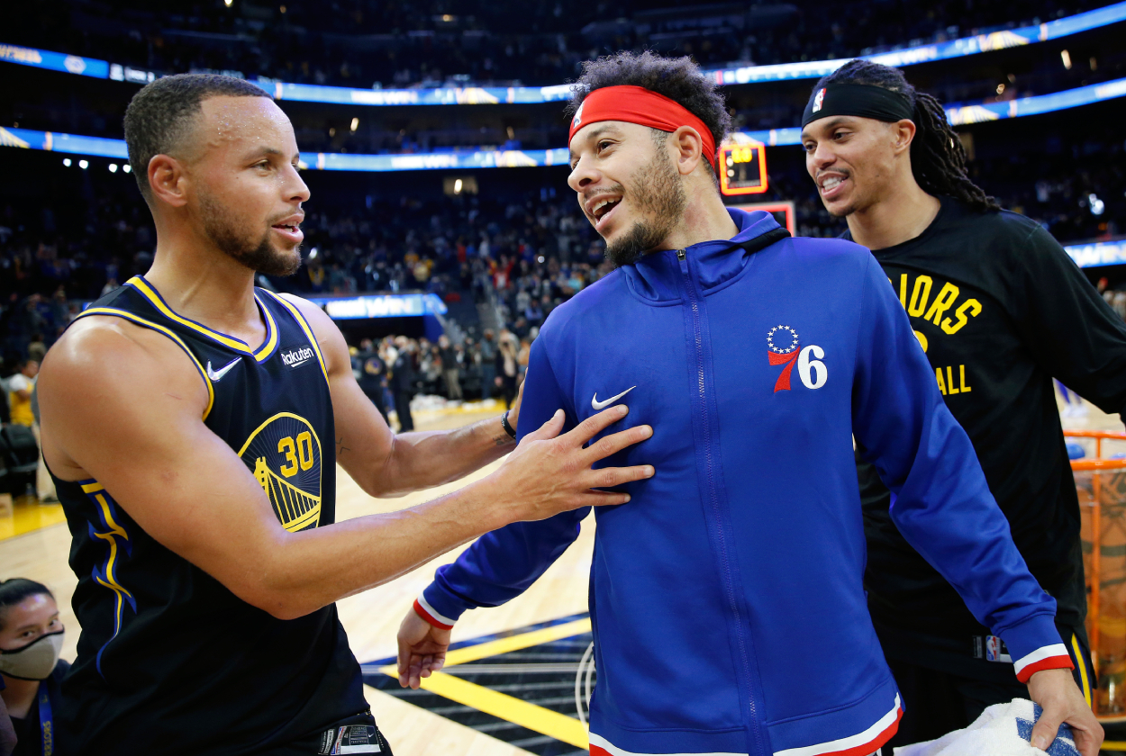 Golden State Warriors star Stephen Curry and his brother, Philadelphia 76ers guard Seth Curry.