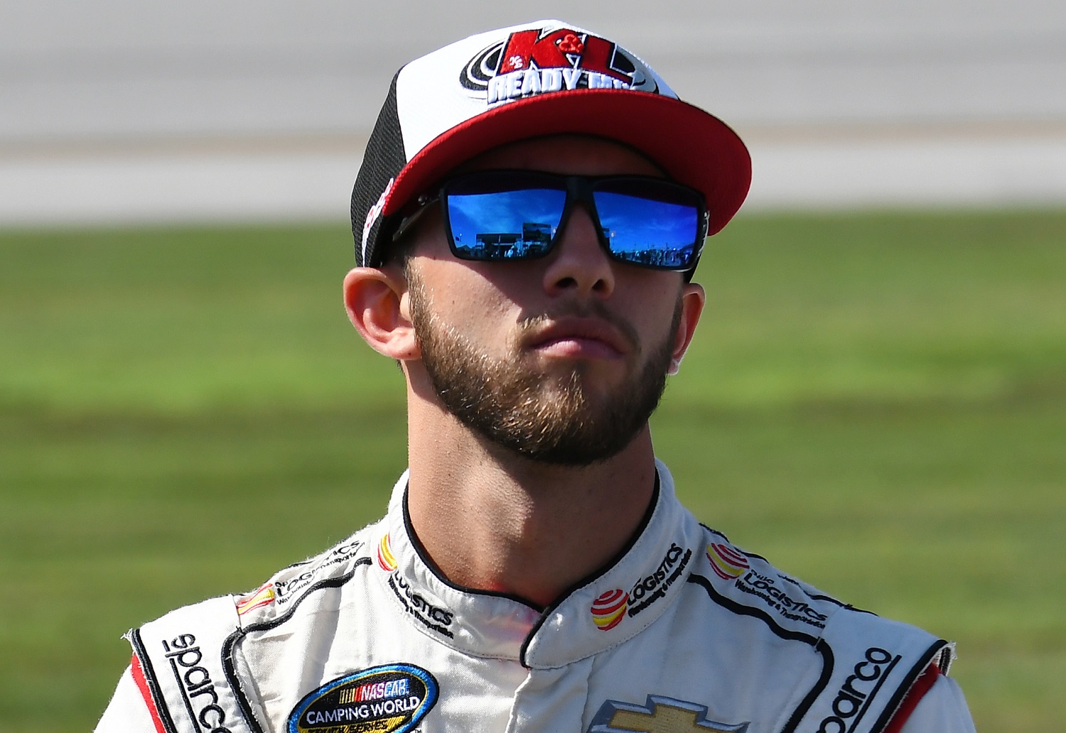 Tanner Thorson on pit road before the NASCAR Camping World Truck Series Fr8Auctions 250 on Oct. 13, 2018, at Talladega Superspeedway.