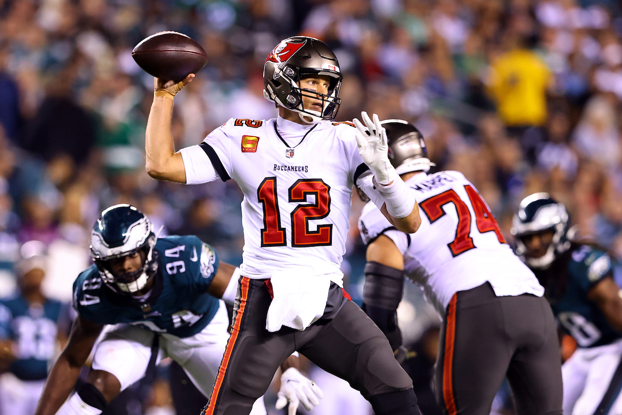 Tom Brady playing against the Eagles.