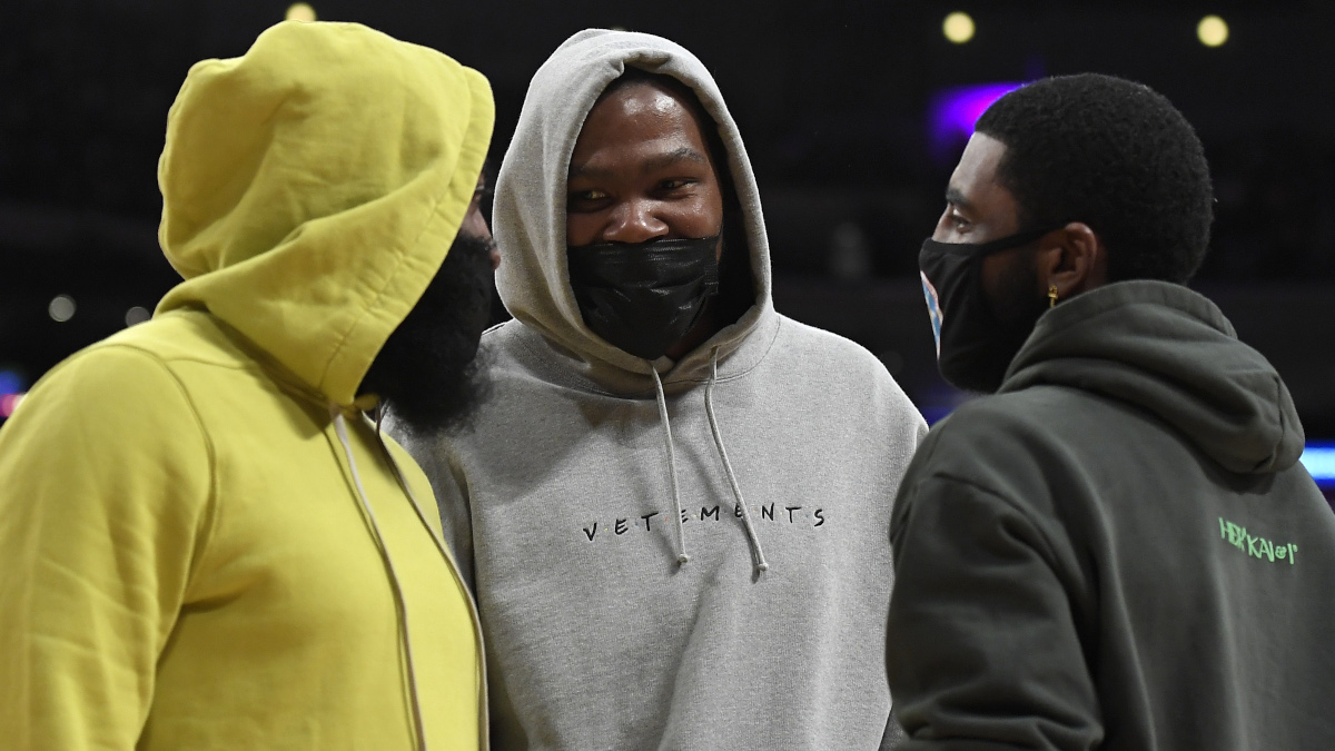 The Brooklyn Nets added James Harden to Kevin Durant and Kyrie Irving on Jan. 13, 2021. Yet one or more of them is nearly always in street clothes.