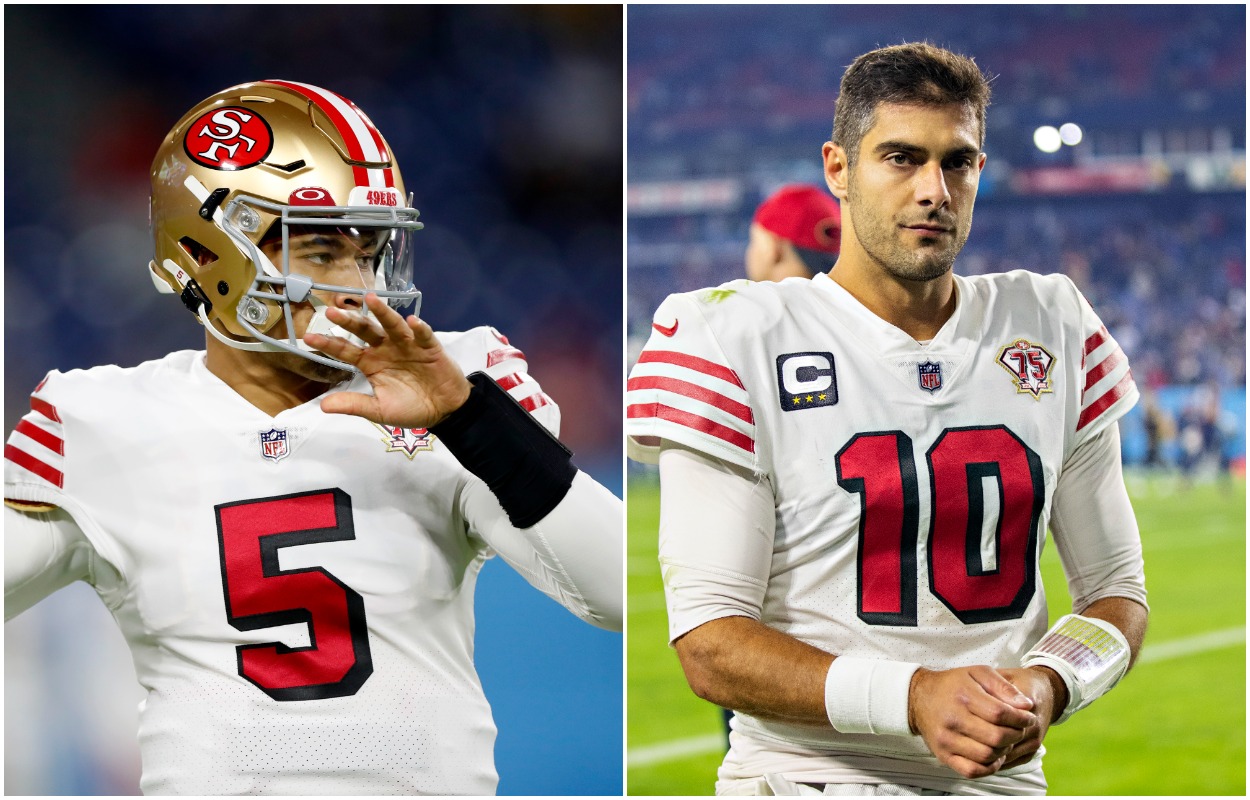 49ers quarterbacks Trey Lance and Jimmy Garoppolo.