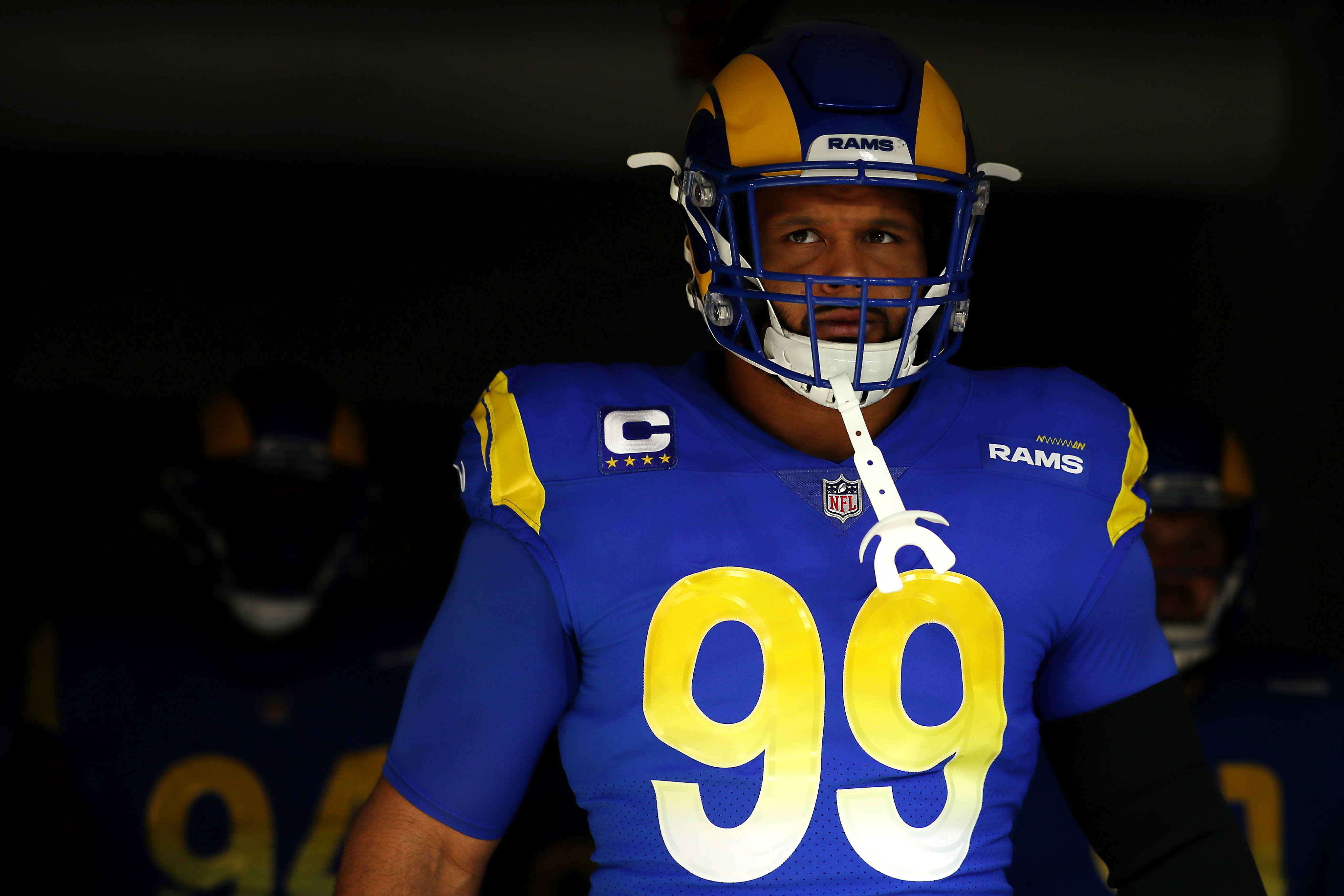 Rams defensive tackle Aaron Donald in the tunnel before game against the 49ers