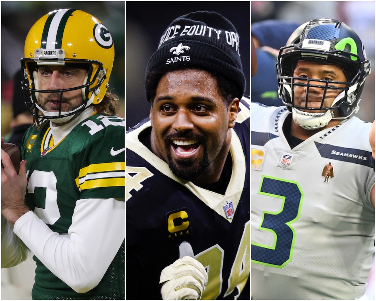 Aaron Rodgers, Saints DE Cameron Jordan, and Russell Wilson