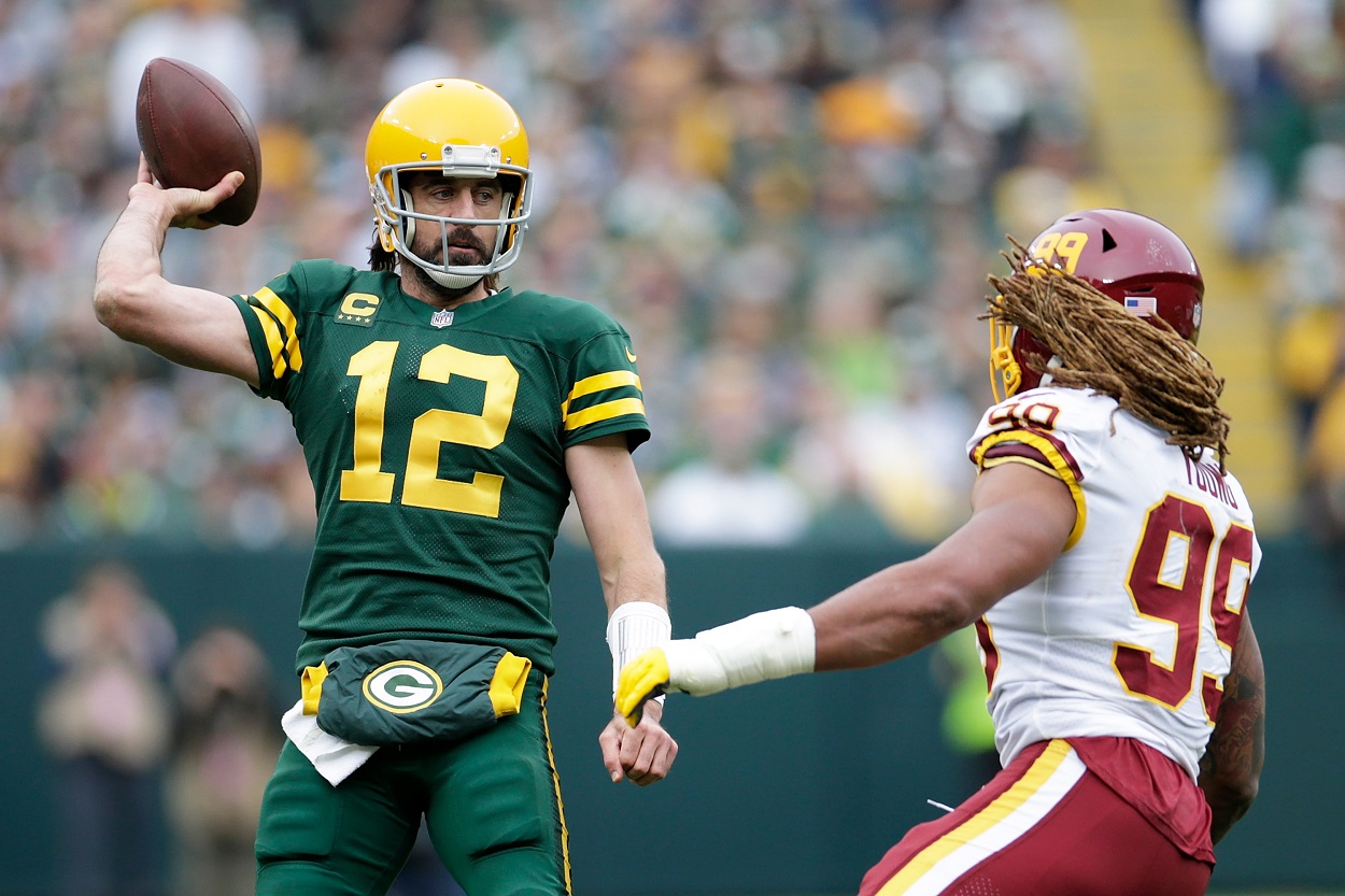 Chase Young and Aaron Rodgers. Washington vs. Packers