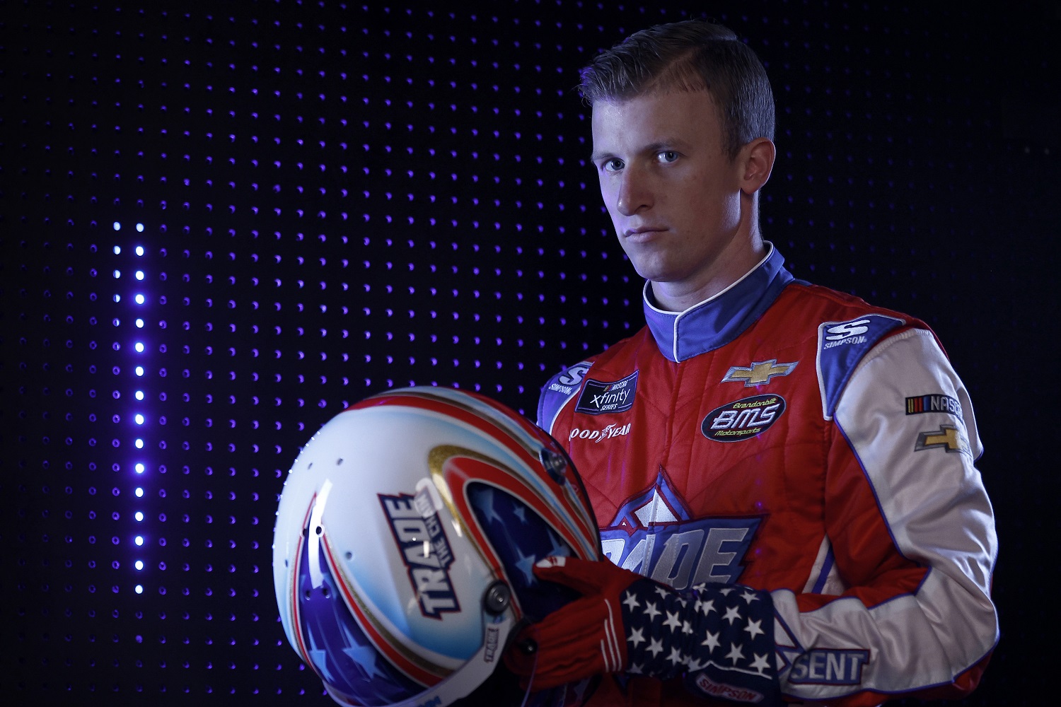 NASCAR driver Brandon Brown poses for a photo during NASCAR Production Days at Clutch Studios on Jan. 19, 2022 in Concord, North Carolina.
