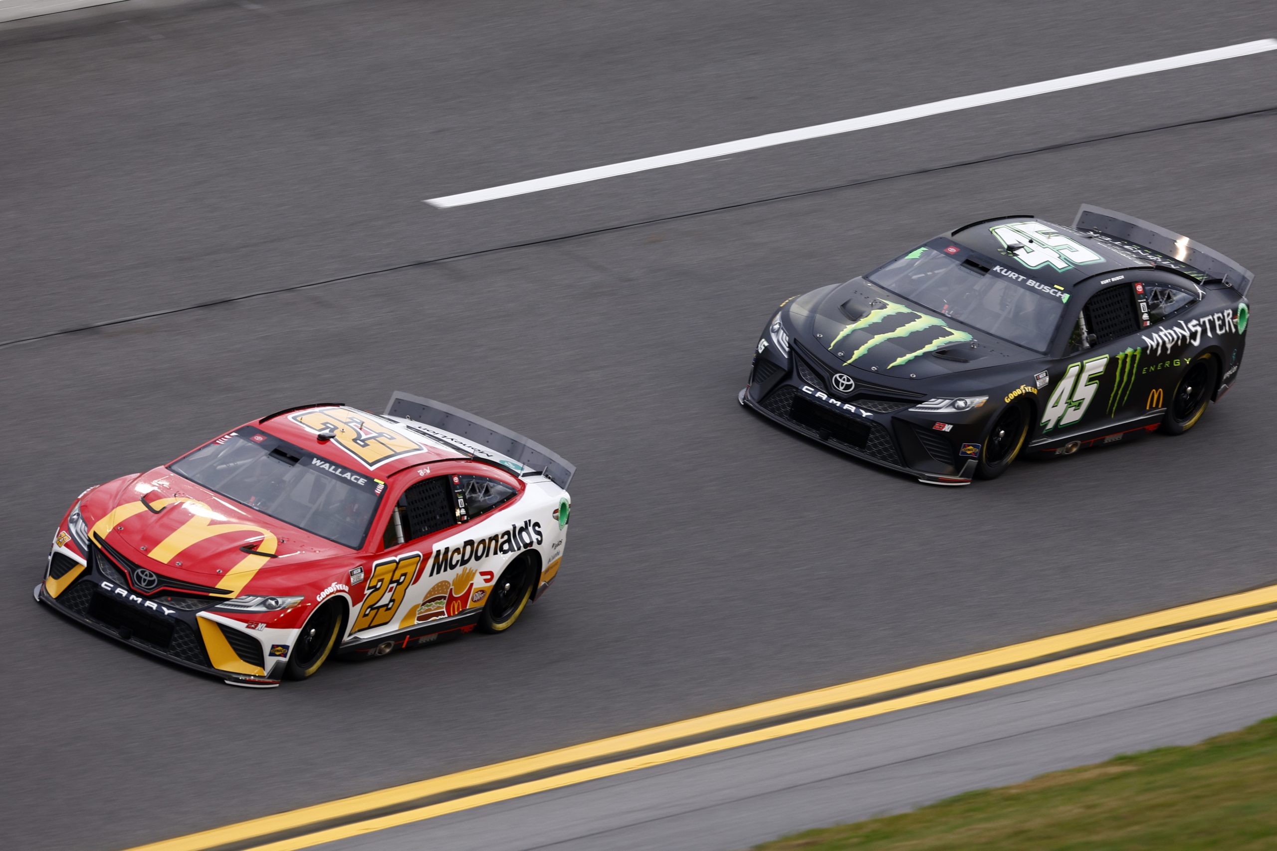 Bubba Wallace and Kurt Busch practice