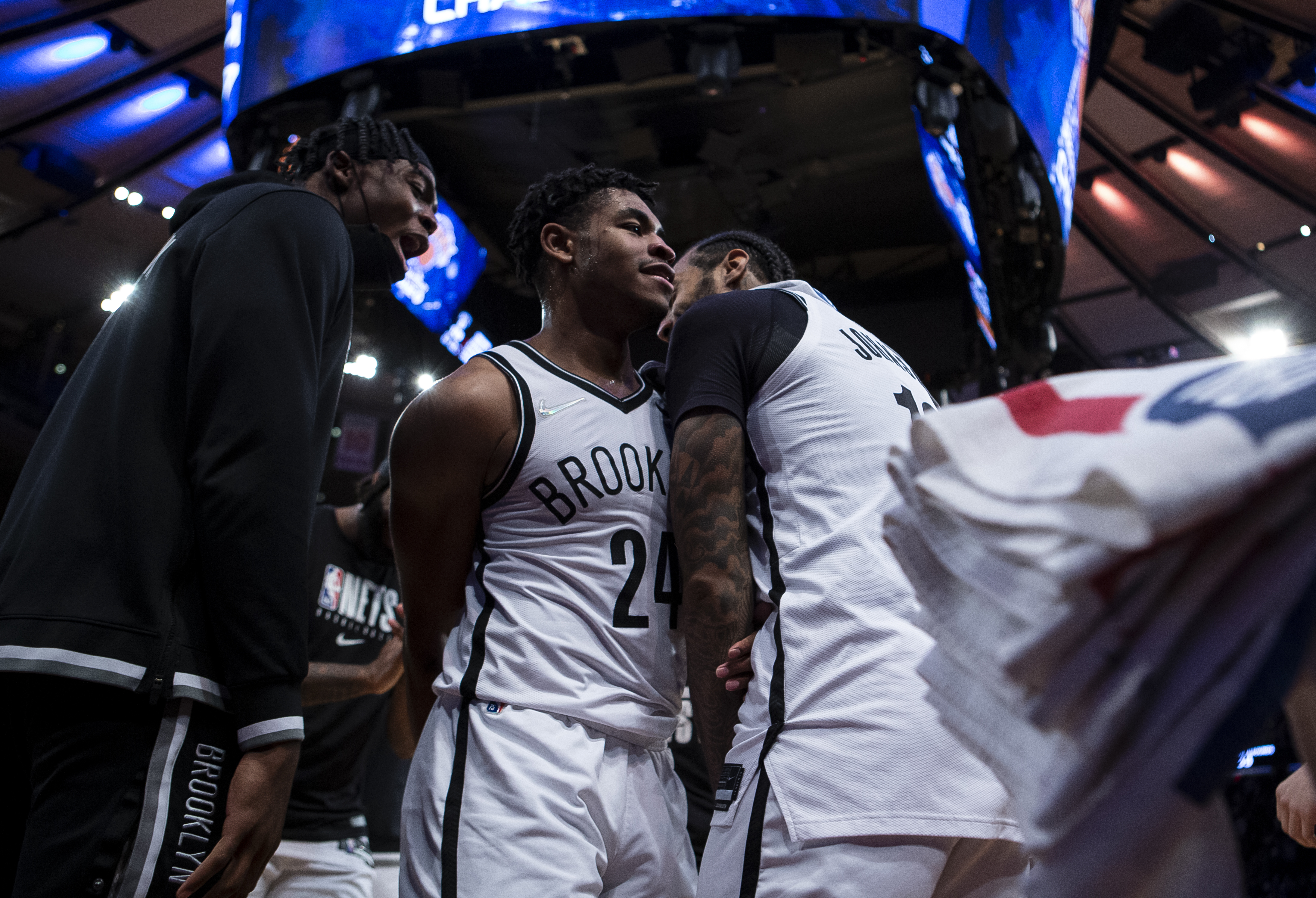 Brooklyn Nets rookie Cam Thomas (middle)