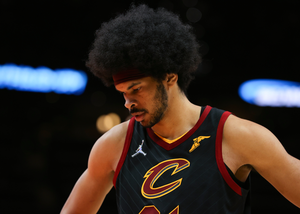 Cavs big man Jarrett Allen during a game against the Atlanta Hawks in February 2022.