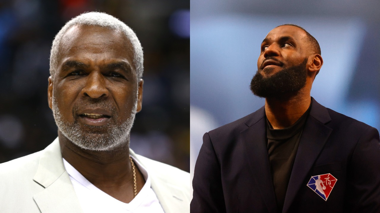 Former NBA big man Charles Oakley and Los Angeles Lakers superstar LeBron James.