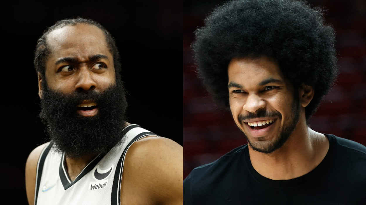 Former Brooklyn Nets star James Harden and Cleveland Cavaliers big man Jarrett Allen.