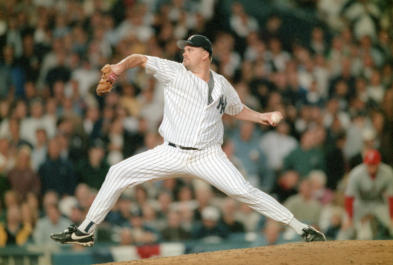 David Wells of the New York Yankees pitches during an Major League Baseball game circa 1997.