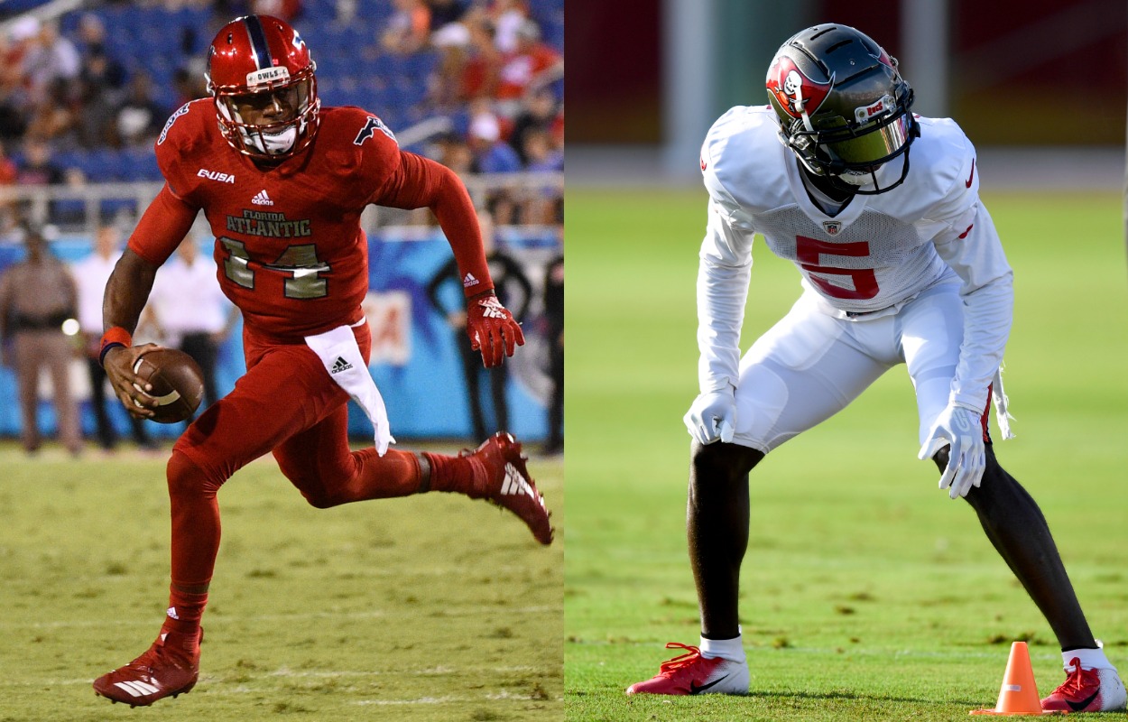 Former 'Last Chance U' stars De'Andre Johnson (L) and John Franklin III will play in the USFL.