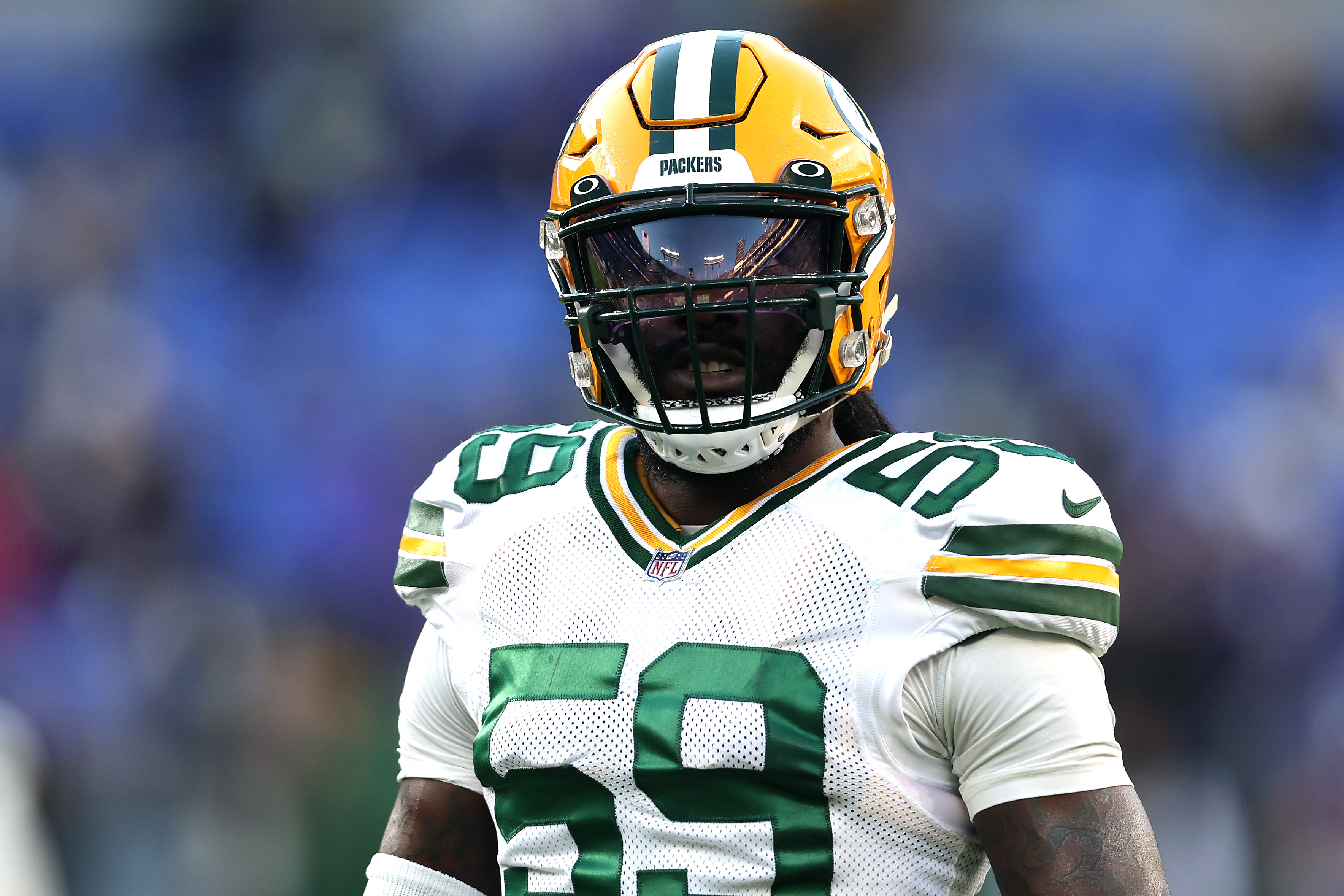 Packers linebacker De'Vondre Campbell in action against the Ravens