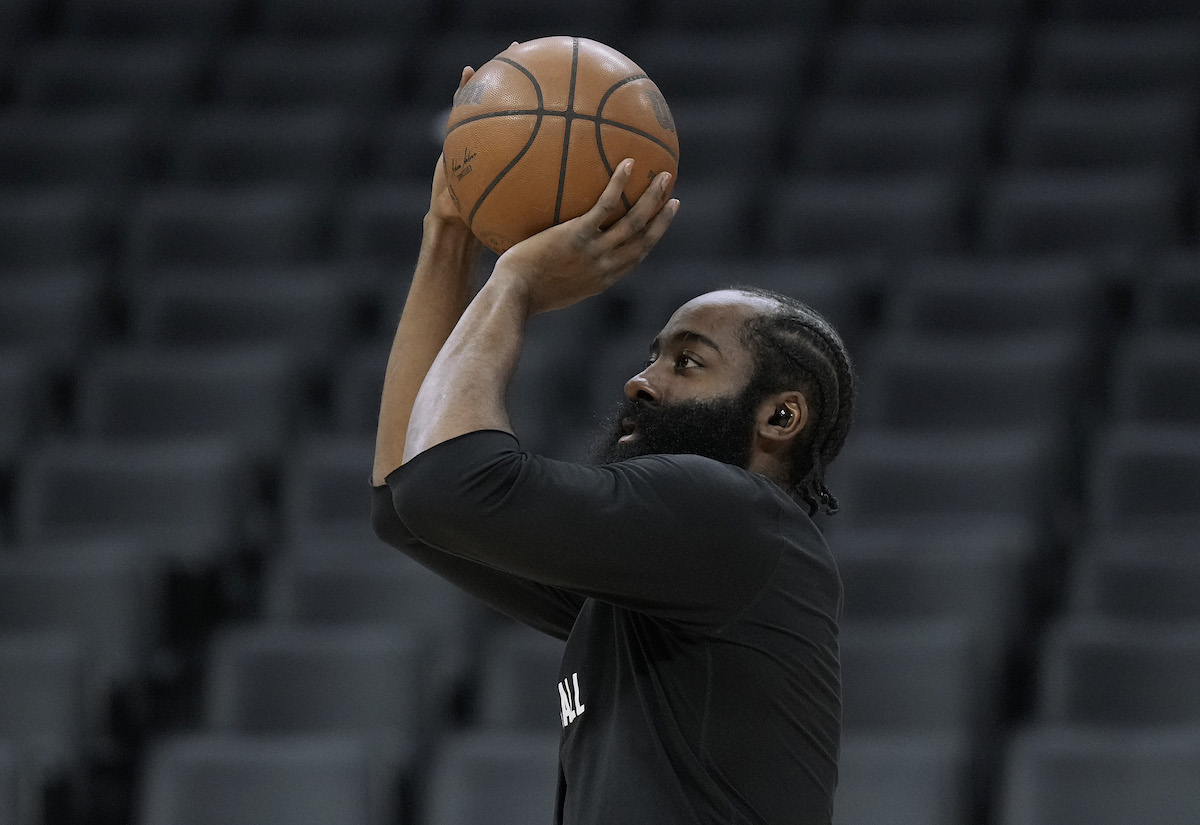 James Harden practices his jumper