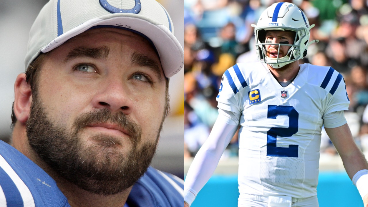 Colts legend Jeff Saturday and Colts quarterback Carson Wentz.