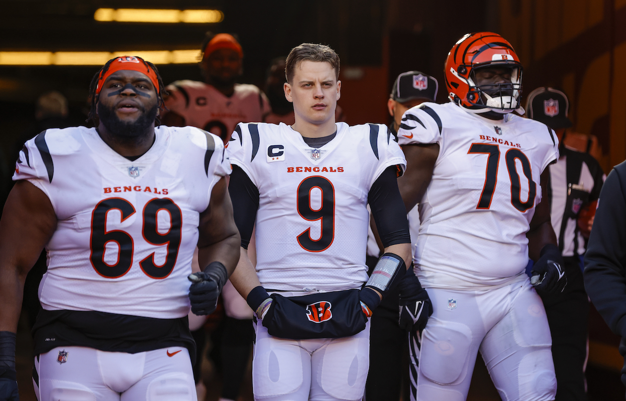 Joe Burrow and the Bengals take the field before the AFC Championship Game.